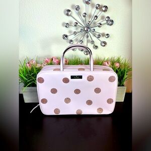 Kate spade ♠️ pink and glitter large cosmetic, makeup, travel bag like new.